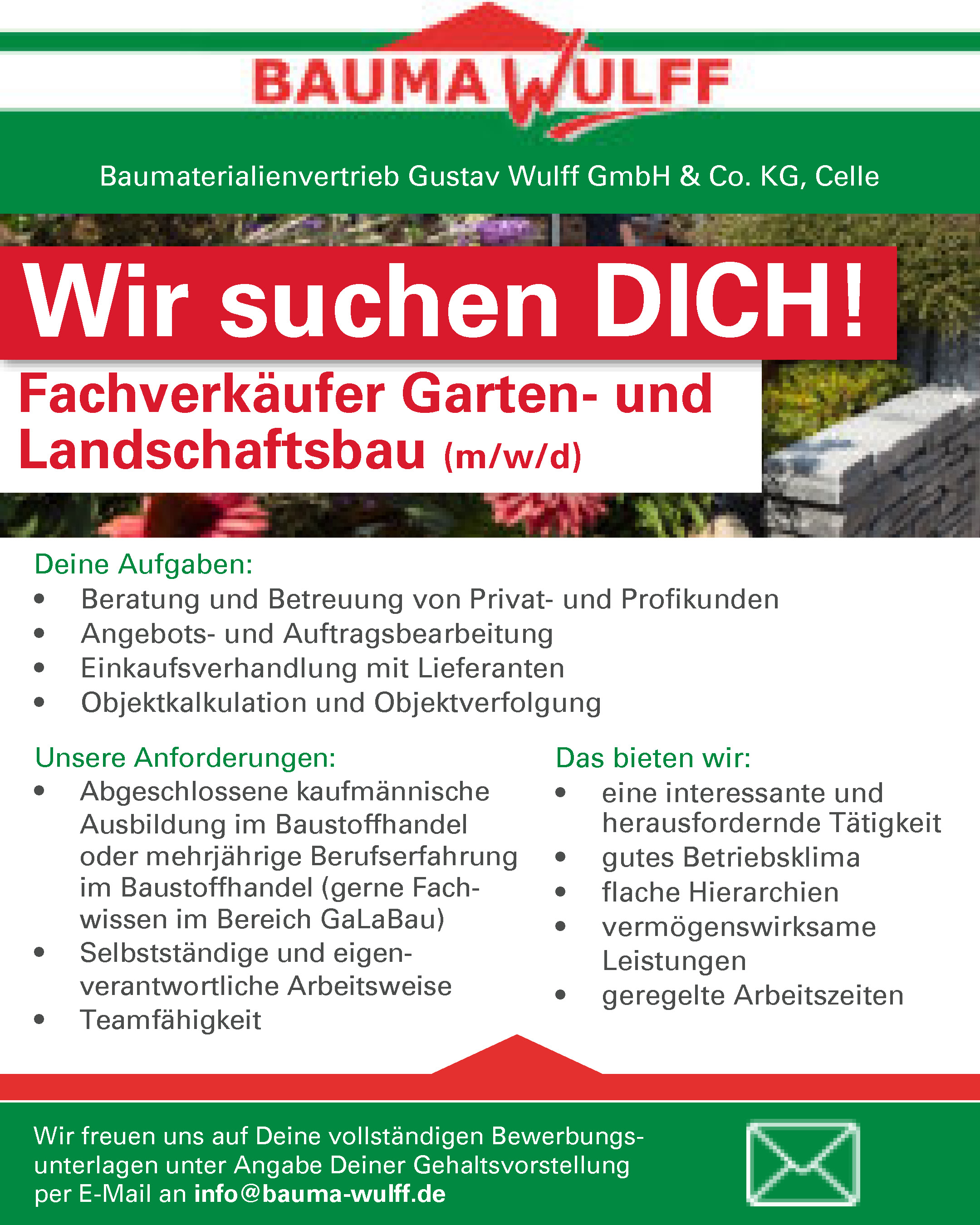 Stellenangebot Fachverkäufer Garten- und Landschaftsbau