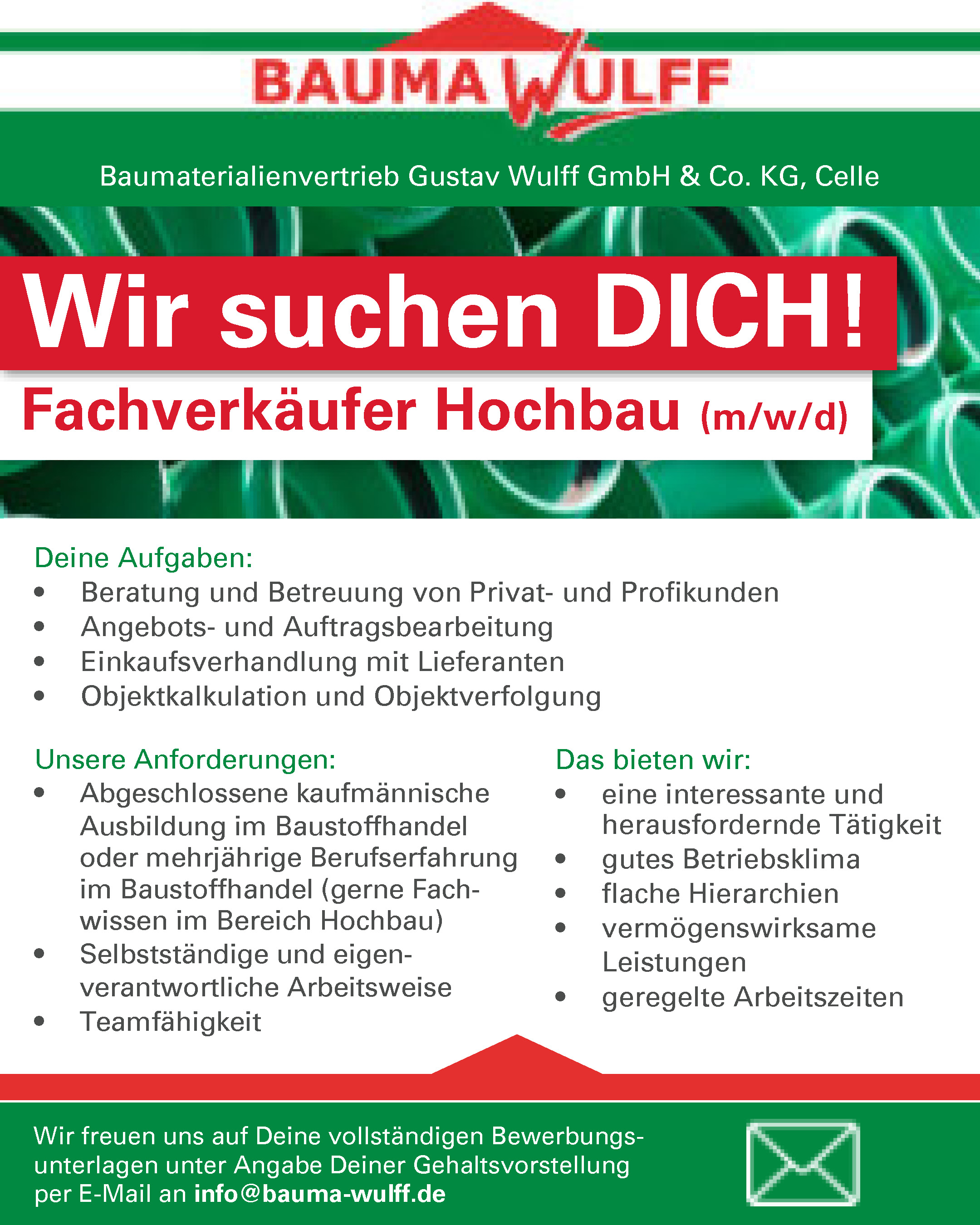 Stellenangebot Fachverkäufer Hochbau